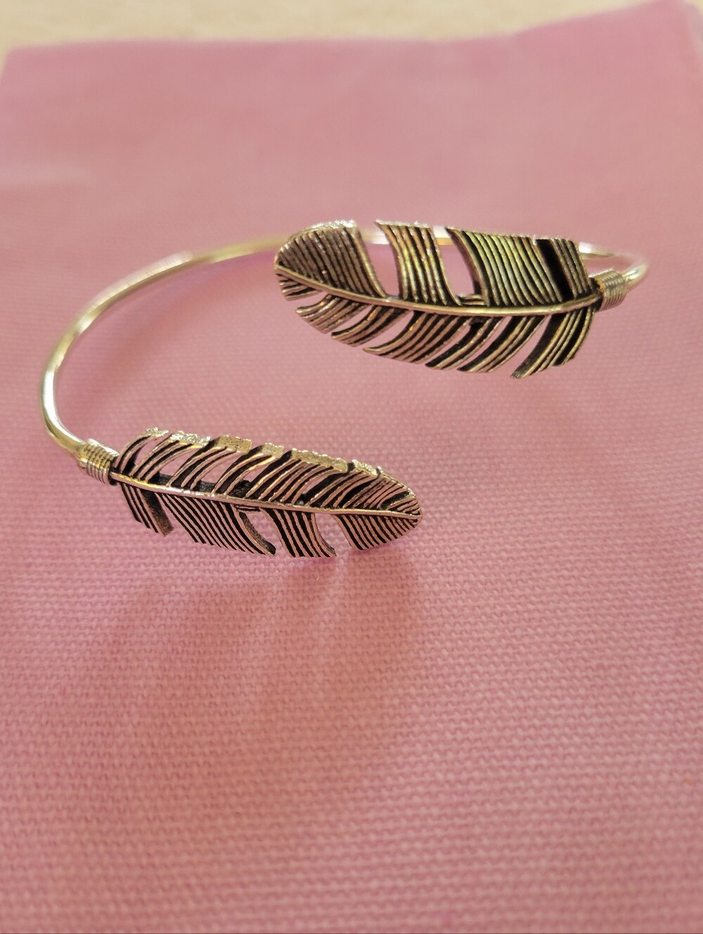 Artisan Made Silver Feather Open Cuff Bracelet - Women's Jewelry